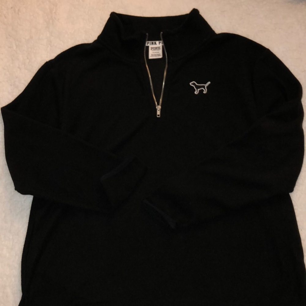 BNWOT - VS Pink Black Fleece 1/4 zip